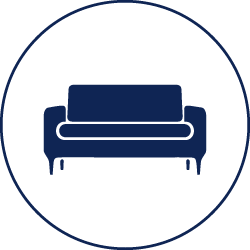 Furniture, fixtures, & equipment icon. Shape of a couch.