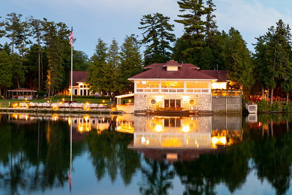 Exterior image of Gordon Lodge taken from out on the water.