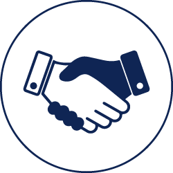 Business services icon. Two hands coming together in a handshake.