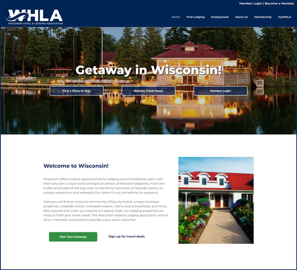 Screenshot of WisconsinLodging.org homepage