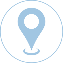 CVB/Chamber location icon. Light blue color with a circle outline.