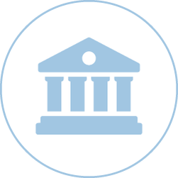 Educational institution icon. Light blue color with a circle outline.